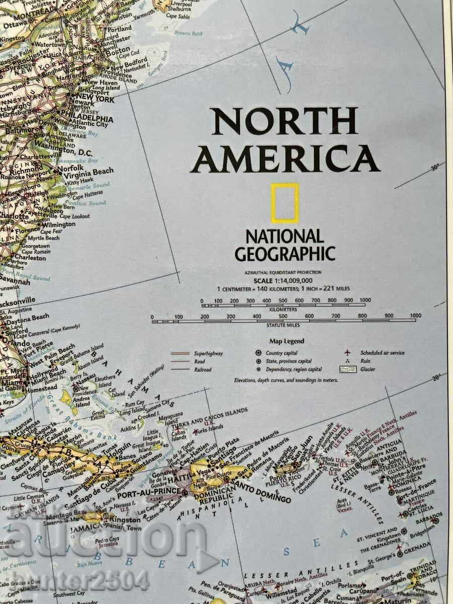 Harta-America de Nord, 60/45 cm cu preț 9.95 BGN | € 5.09