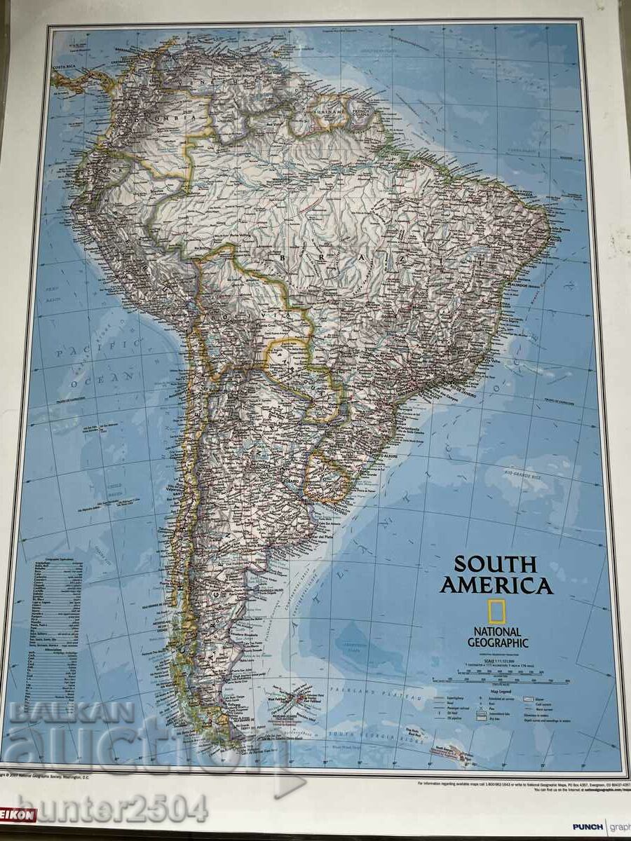 Карта-Южна .Америка,60/45 см