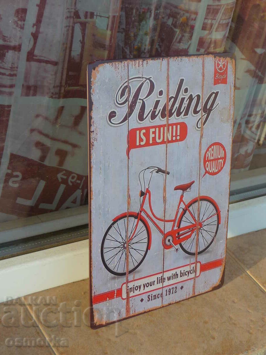 Metal sign bicycle wheel quality women's retro bike with price 18.00 BGN | € 9.20 Metal sign bicycle wheel quality women's retro bike with price 18.00 BGN | € 9.20