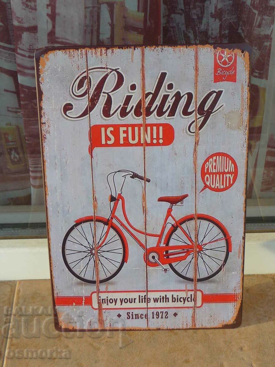 Метална табела велосипед колело качествено дамско ретро байк