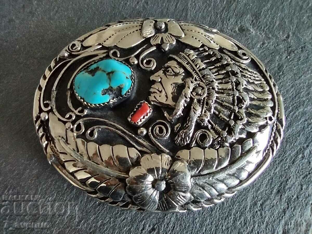 Auction Buckle, pafta, turquoise, coral, handcrafted, USA 16.04.2024 Auction Buckle, pafta, turquoise, coral, handcrafted, USA 16.04.2024