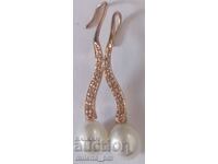 silver earrings with gold plating and pearls