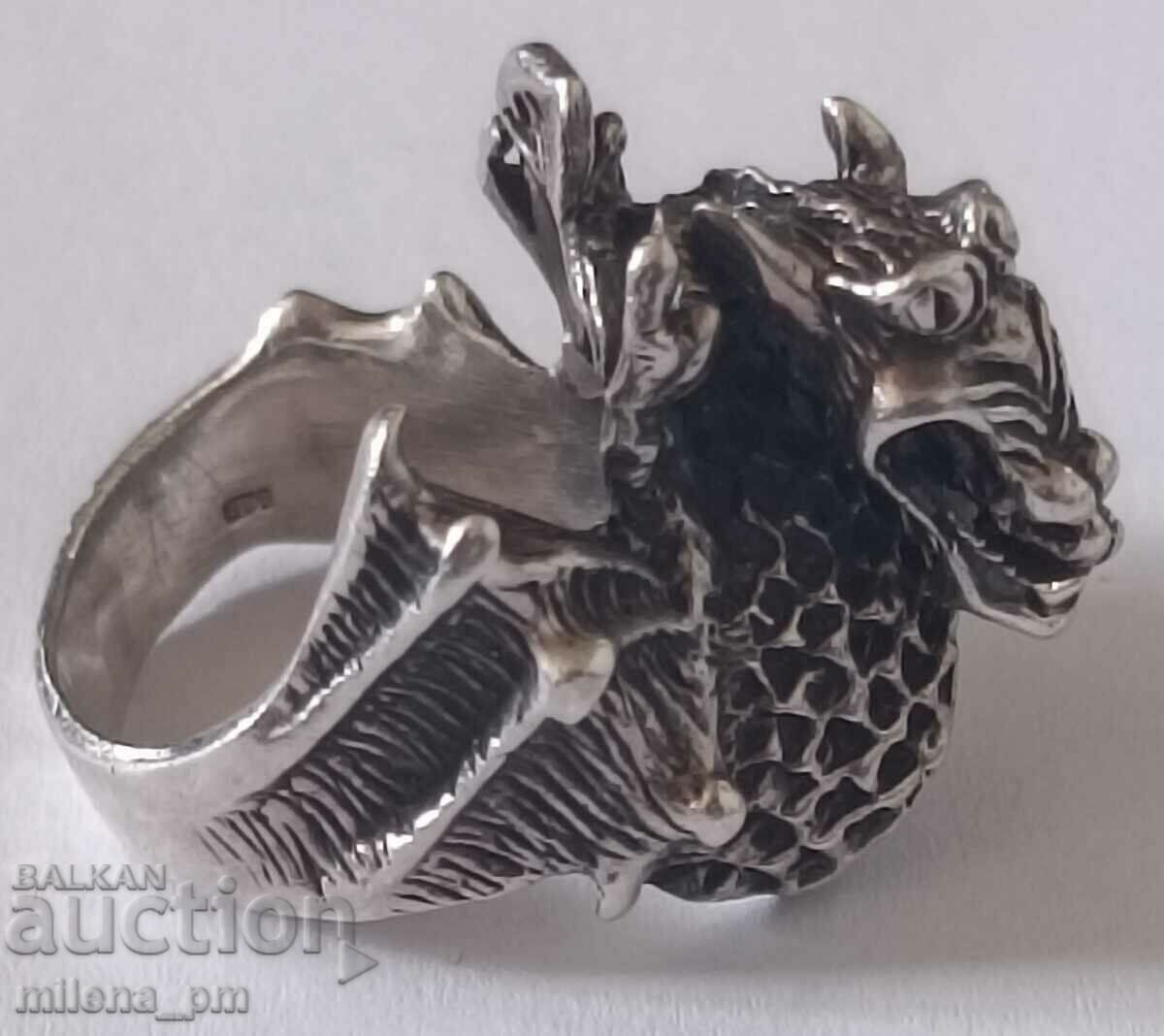 сребърен пръстен Дракон