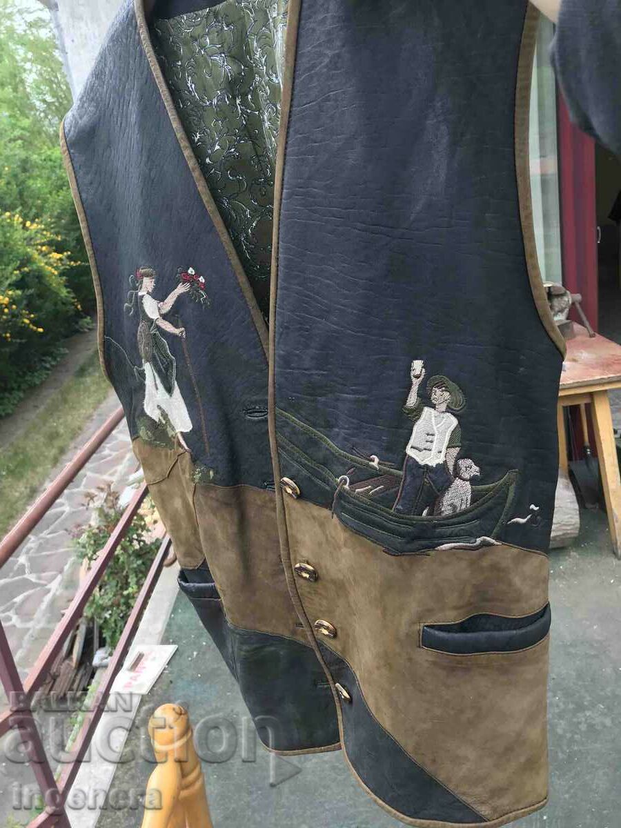 VESTĂ BĂRBAȚI, MĂRIME 42, VELOR ȘI PIELE ECO - 5