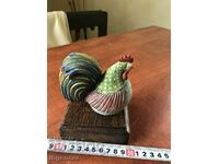 PORCELAIN FIGURE STATUETTE CHICKEN HEN ROOSTER DECORATED RELIEF