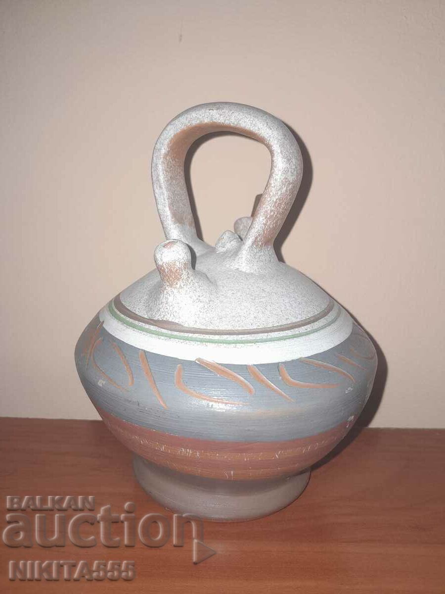 Old small ceramic pitcher, pavur, teat with price 100.00 BGN | € 51.13 Old small ceramic pitcher, pavur, teat with price 100.00 BGN | € 51.13