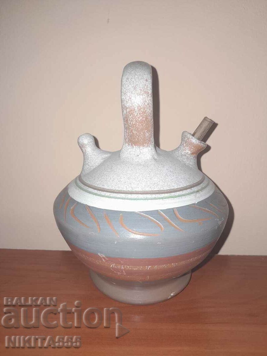 Old small ceramic pitcher, pavur, teat