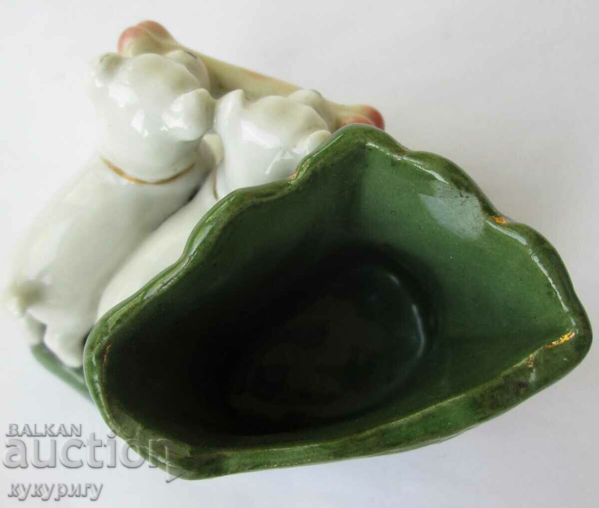 Old porcelain figure figurine and vase with two dogs - 7 Old porcelain figure figurine and vase with two dogs - 7