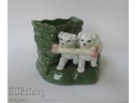 Old porcelain figure figurine and vase with two dogs