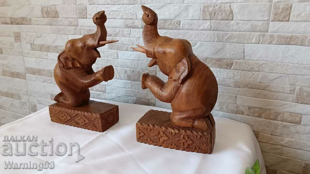 Old wooden bookends - Elephants - set of two with price 150.00 BGN | € 76.69