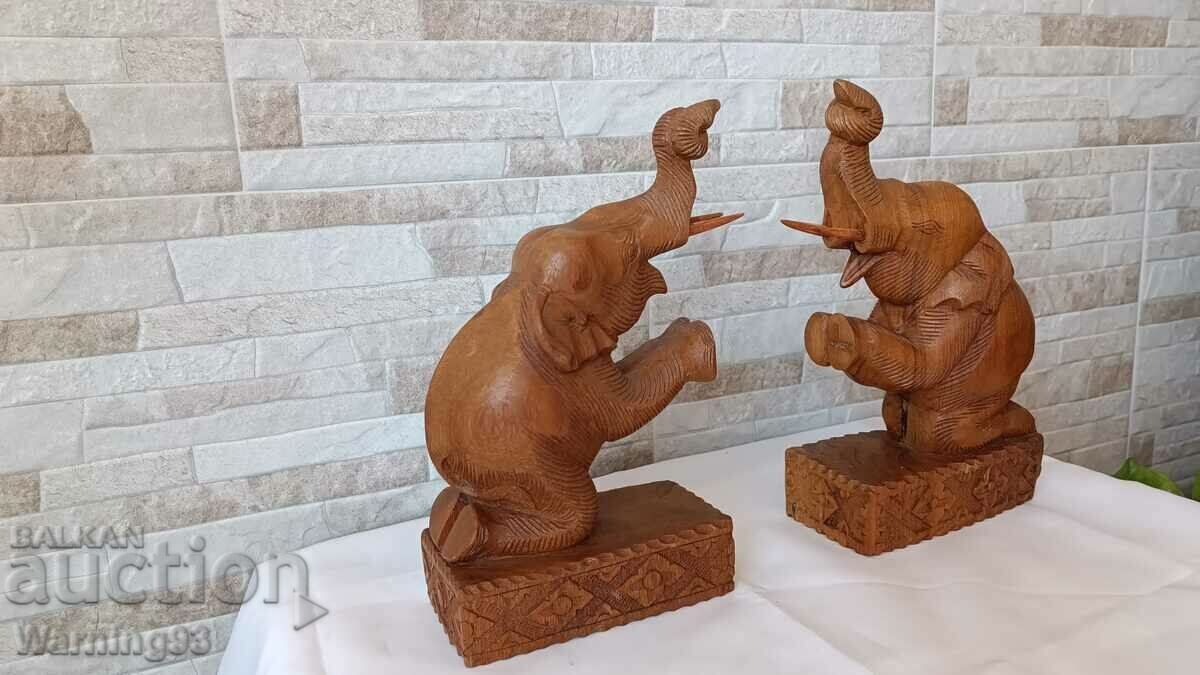 Аукцион Стари дървени стопери за книги - Слонове - два броя комплект Аукцион Стари дървени стопери за книги - Слонове - два броя комплект