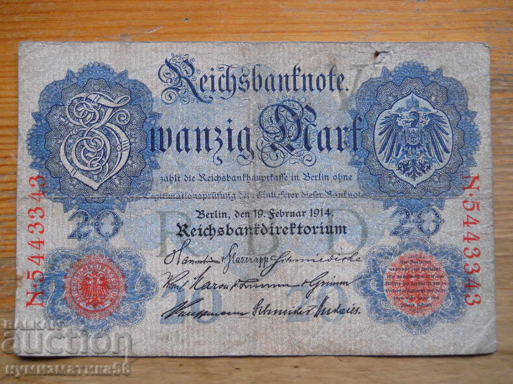 20 марки 1914 г. - Германия ( VG )