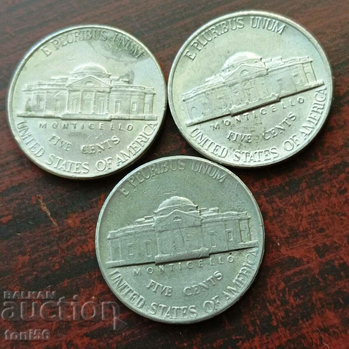 САЩ 3 х 5 цента 1972-99