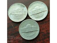 USA 3 x 5 cents 1972-99