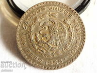 1 PESOS MEXICO 1958 , 0.100 SILVER , LARGE COIN 34 MM
