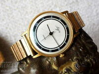 USSR, LUCH 23 STONE, MECHANICAL WATCH, AU20, GOLD PLATED CHAIN
