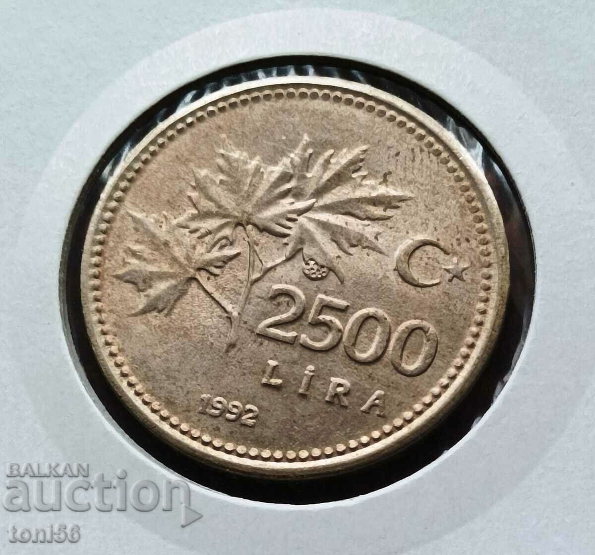 Turkey 2500 Lira 1992 aUNC