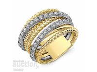 Ring with miniature zircons, gold plated