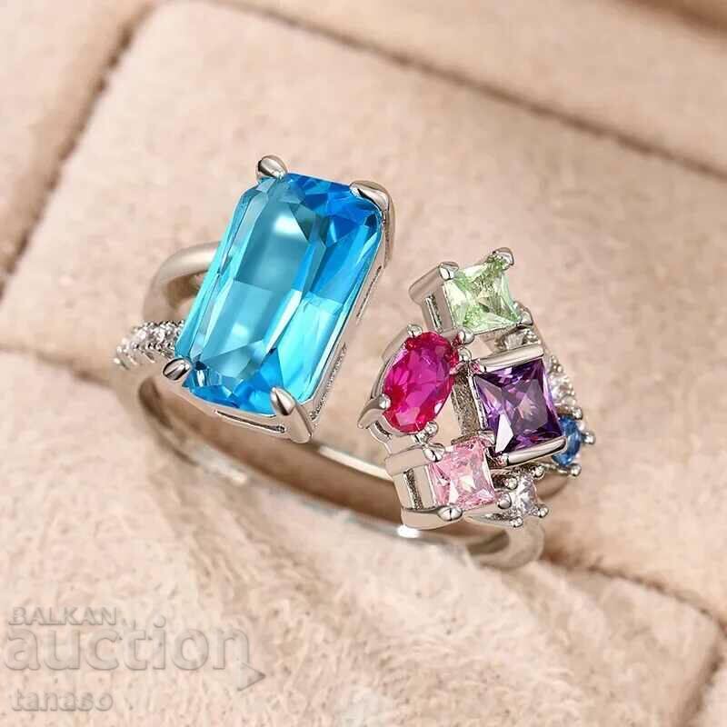 Ring with multicolored zircons, free size with price 25.00 BGN | € 12.78 Ring with multicolored zircons, free size with price 25.00 BGN | € 12.78