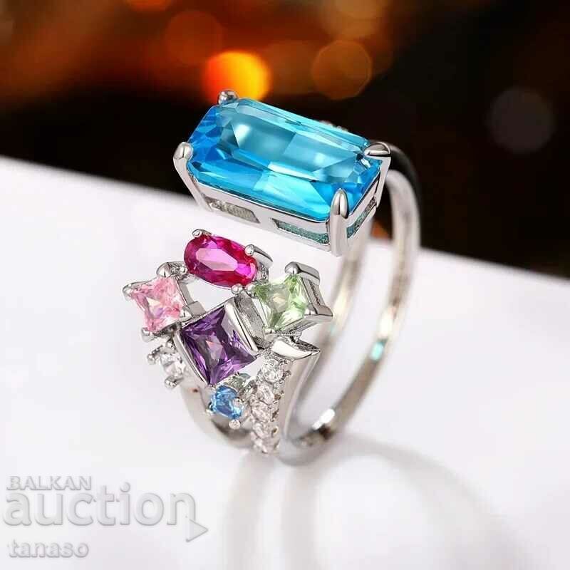Delivery of Ring with multicolored zircons, free size Delivery of Ring with multicolored zircons, free size