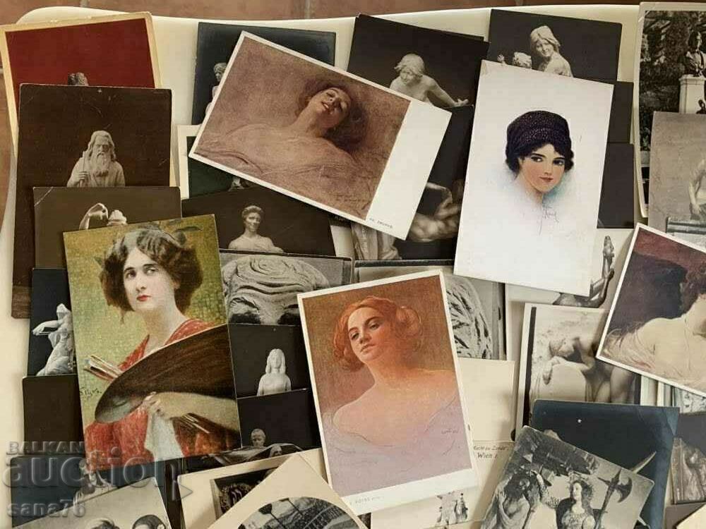 Delivery of 73 pcs. Very old postcards on the theme of art - Excellent condition Delivery of 73 pcs. Very old postcards on the theme of art - Excellent condition