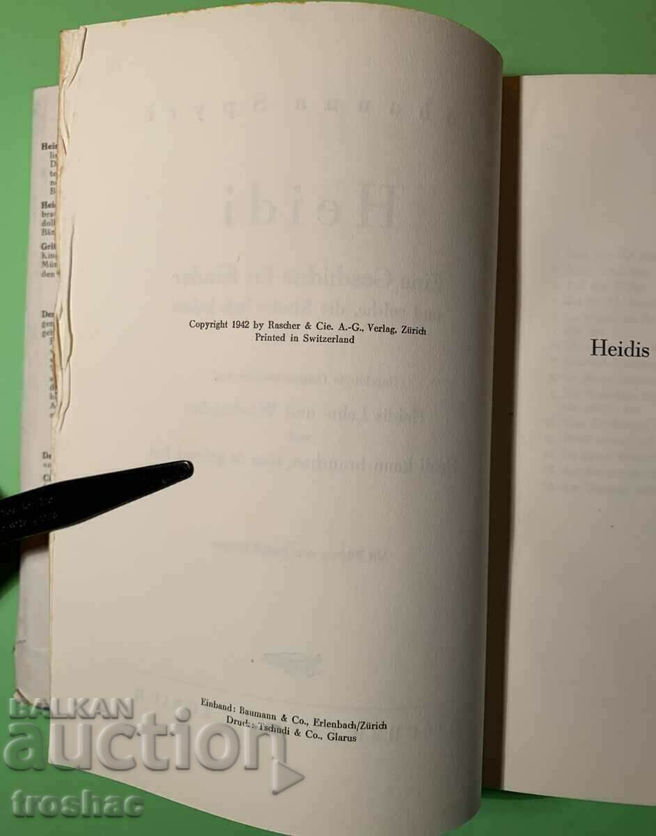 Old Book Heidi Johanna Spiri 1942 - 6