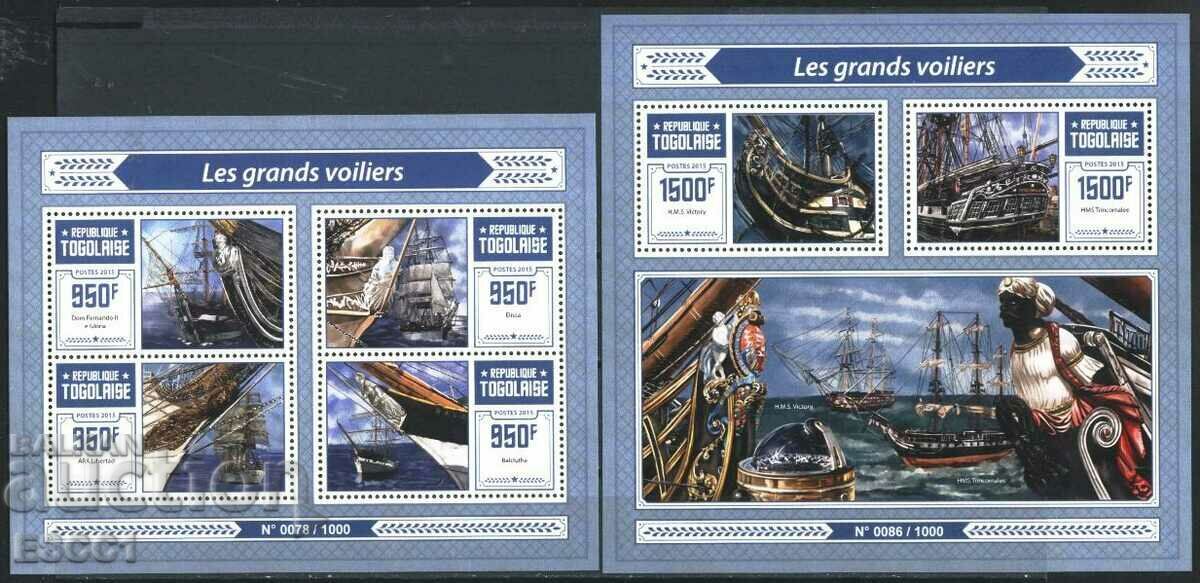 Clean stamps in small sheet and block Korabi 2015 from Togo