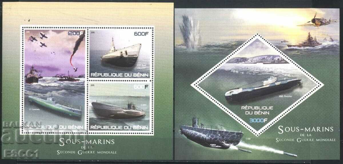 Чисти марки в малък лист и блок Кораби 2015 от Бенин