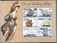 Clean stamps in small sheet Ships Sailboats 1998 from Guyana