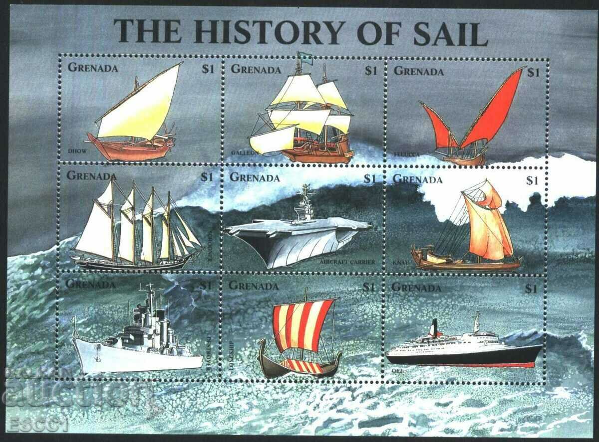 Clean stamps in small sheet Ships 1998 from Grenada