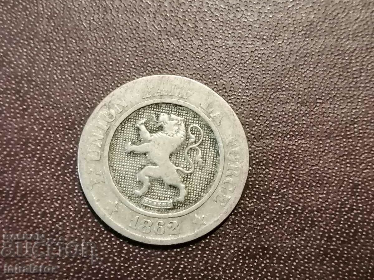 1862 год 10 сантима Белгия