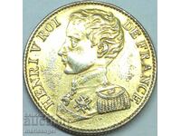 Франция 1 Франк 1831 крал-Претендент Хенри V Златна патина