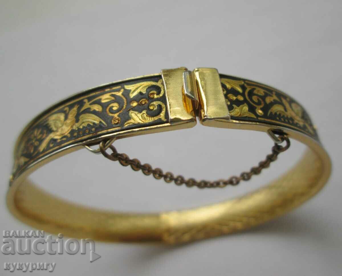 Auction Old gold-plated women's bracelet gold inlays TOLEDO Auction Old gold-plated women's bracelet gold inlays TOLEDO
