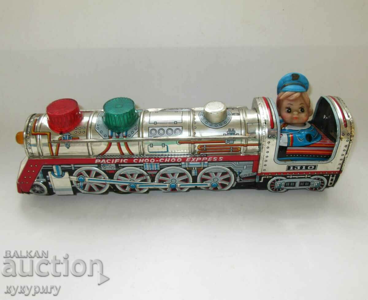 Jucărie de tablă pentru copii Stara Sots cu baterii tren locomotivă
