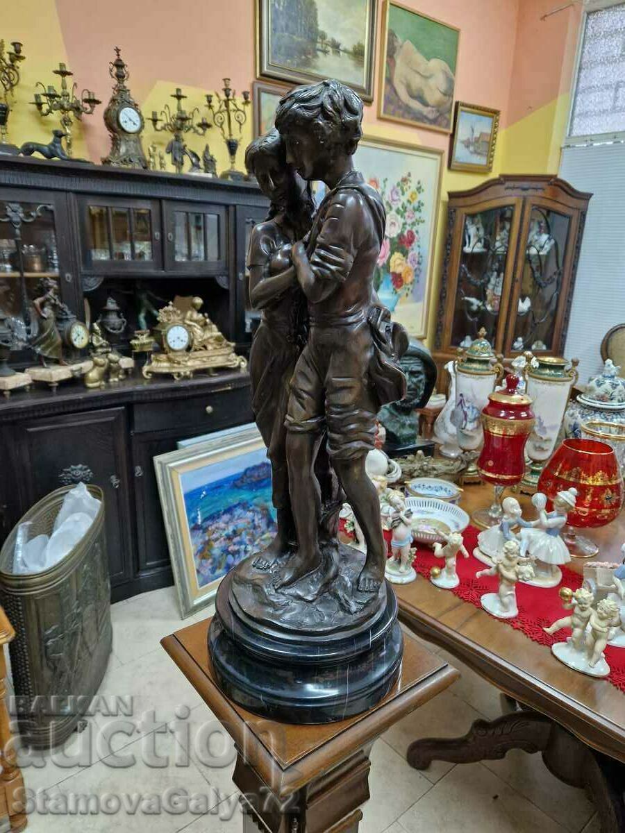 Прекрасна антикварна колекционерска бронзова фигура статуетк - 5