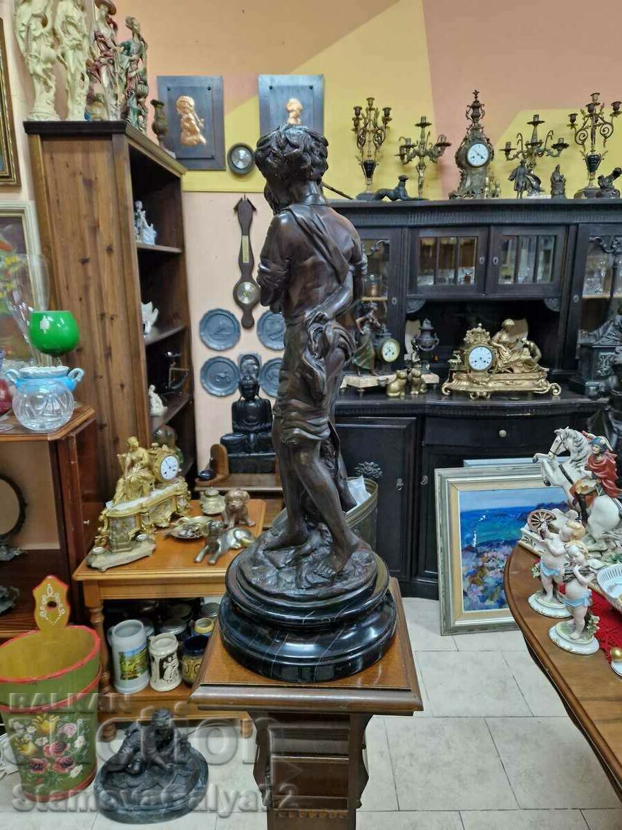 Прекрасна антикварна колекционерска бронзова фигура статуетк - 6