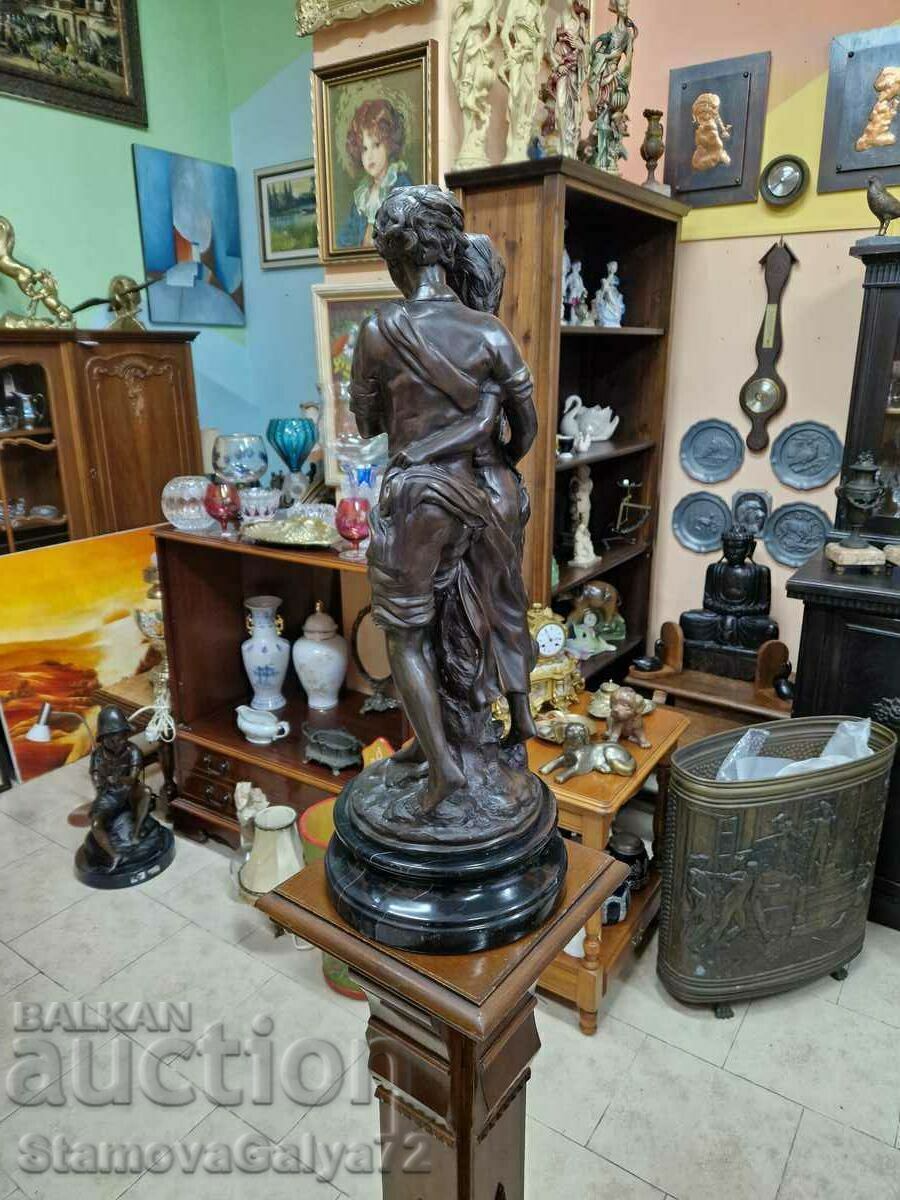 Прекрасна антикварна колекционерска бронзова фигура статуетк - 7