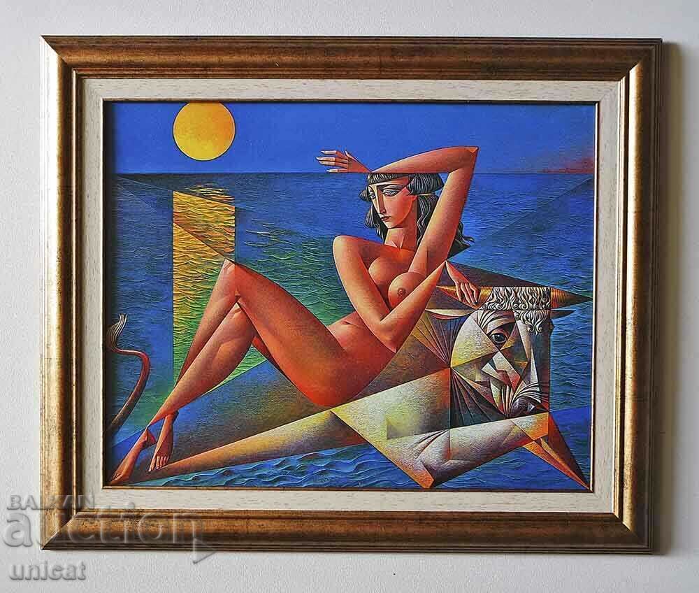 "The Abduction of Europe", a painting in the style of cubism, modernism "The Abduction of Europe", a painting in the style of cubism, modernism