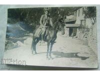 Fotografie veche - un bărbat pe cal, 1934 - lângă Sofia, Ministerul Militar