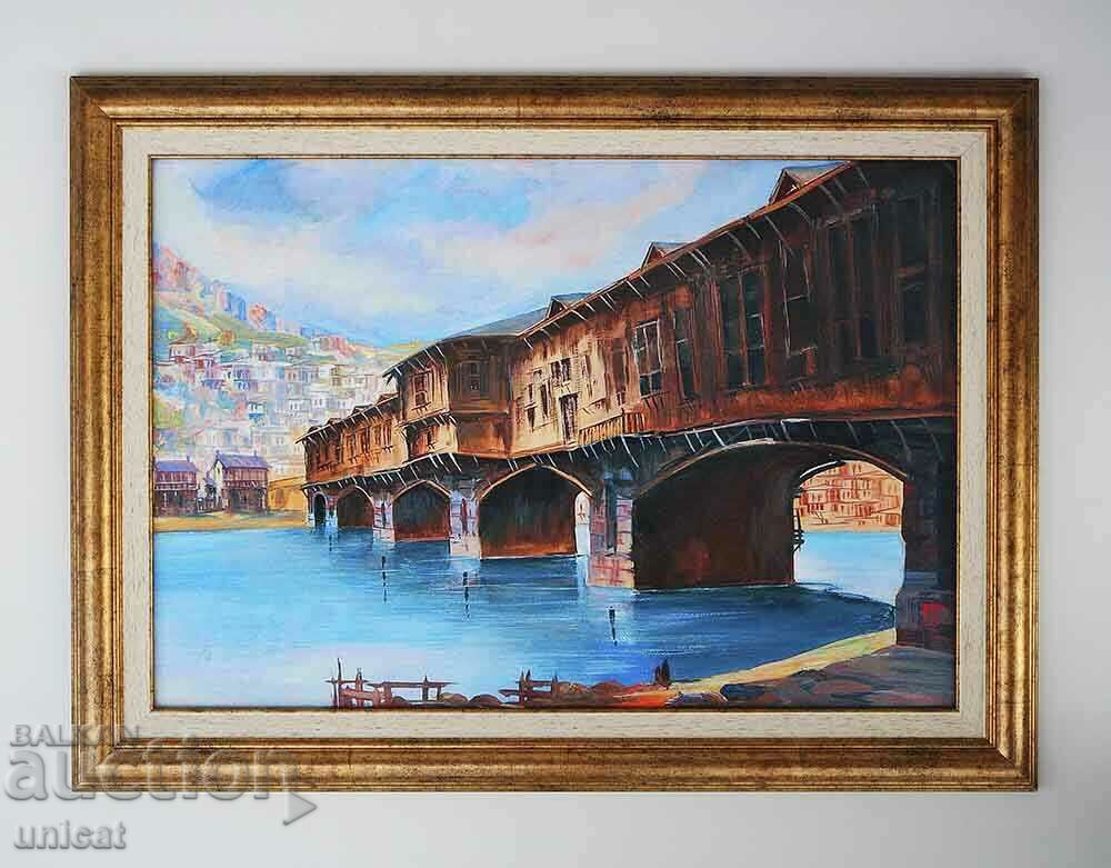 Petar Morozov, "The Covered Bridge in Lovech", painting