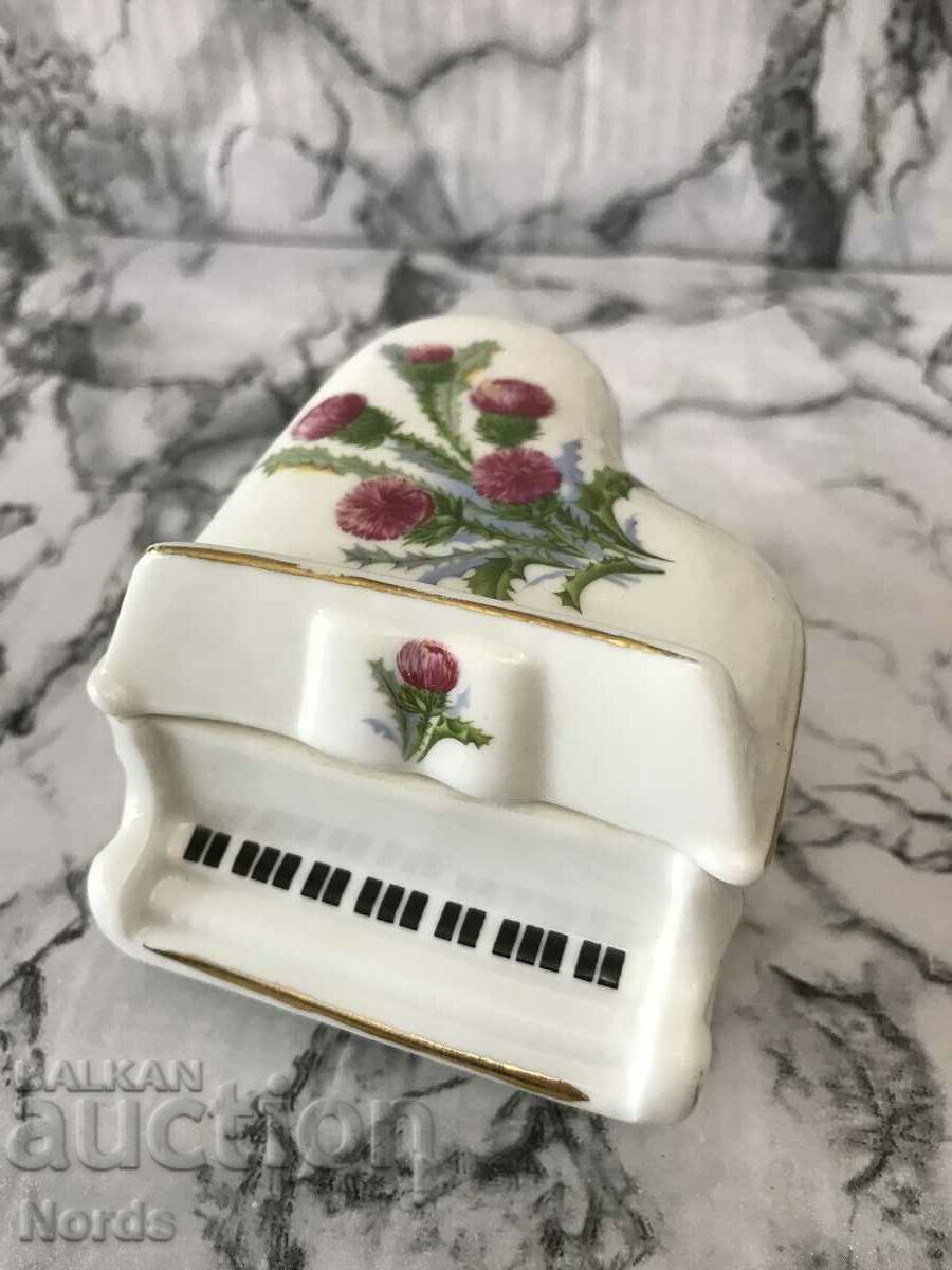 Porcelain piano jewelry box with markings