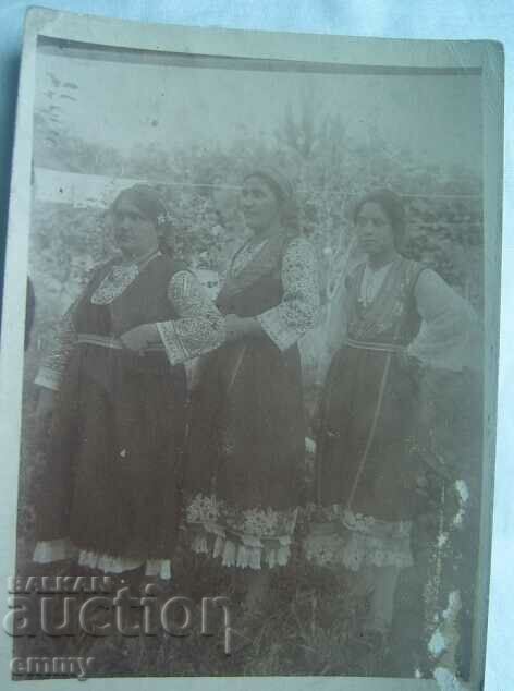 Old photo - three women in folk costume with price 2.00 BGN | € 1.02