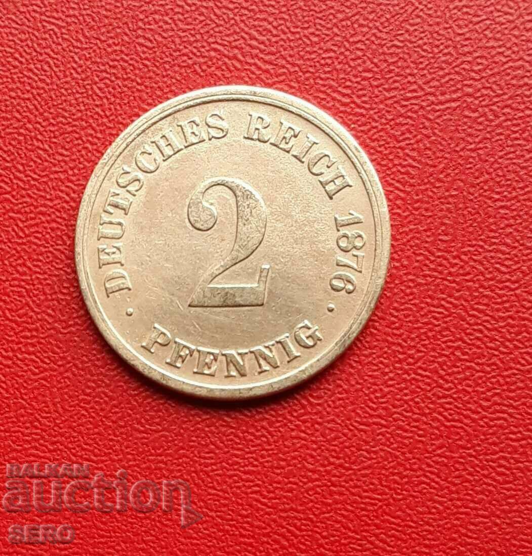 Γερμανία-2 pfennig 1876 E-Dresden-σπάνια