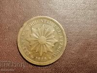 1869 Uruguay 2 centesimo A