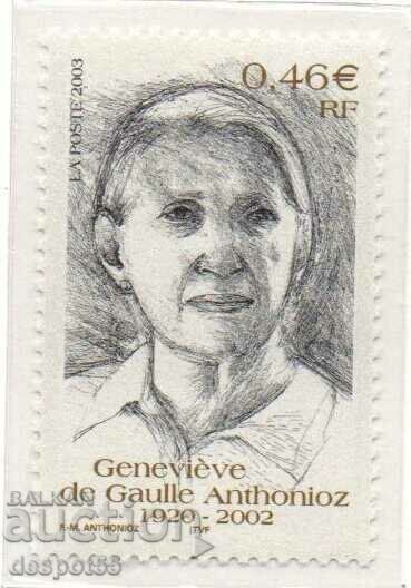 2003. Γαλλία. Genevieve Antonioz-De Gaulle, 1920-2002.