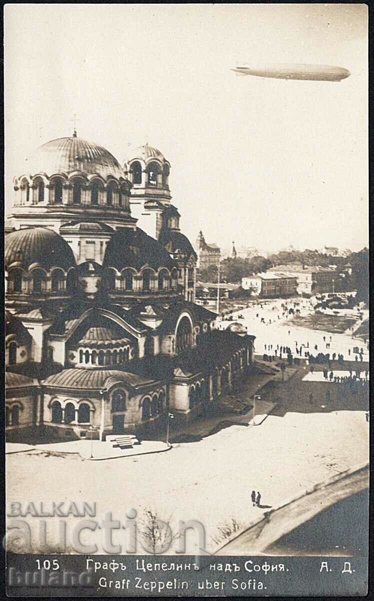 Card Poștal Imperial Contele Zeppelin peste Sofia