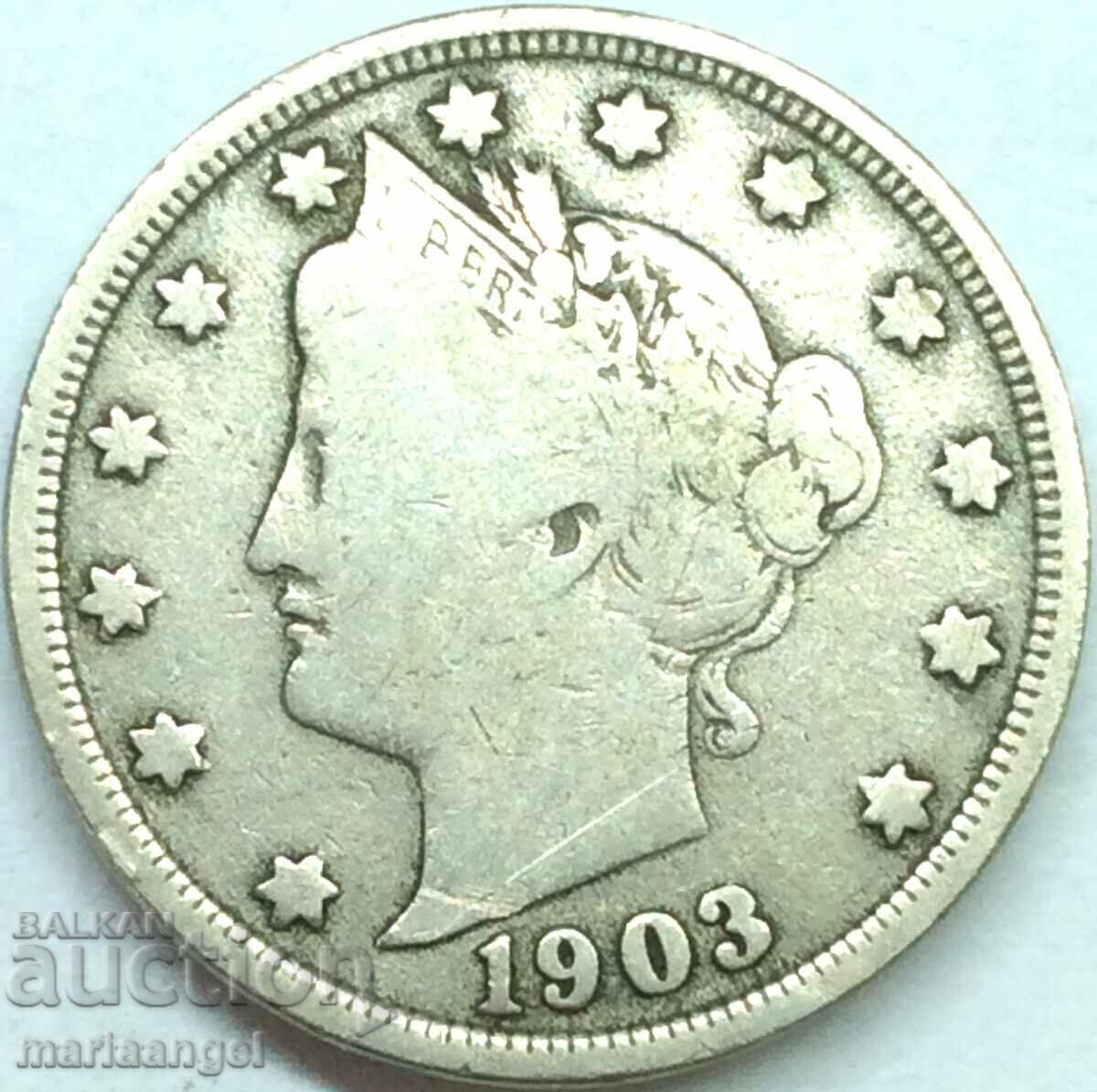 5 цента 1903 САЩ Либерти