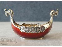 Silver with enamel and gilding Boat Viking Norway
