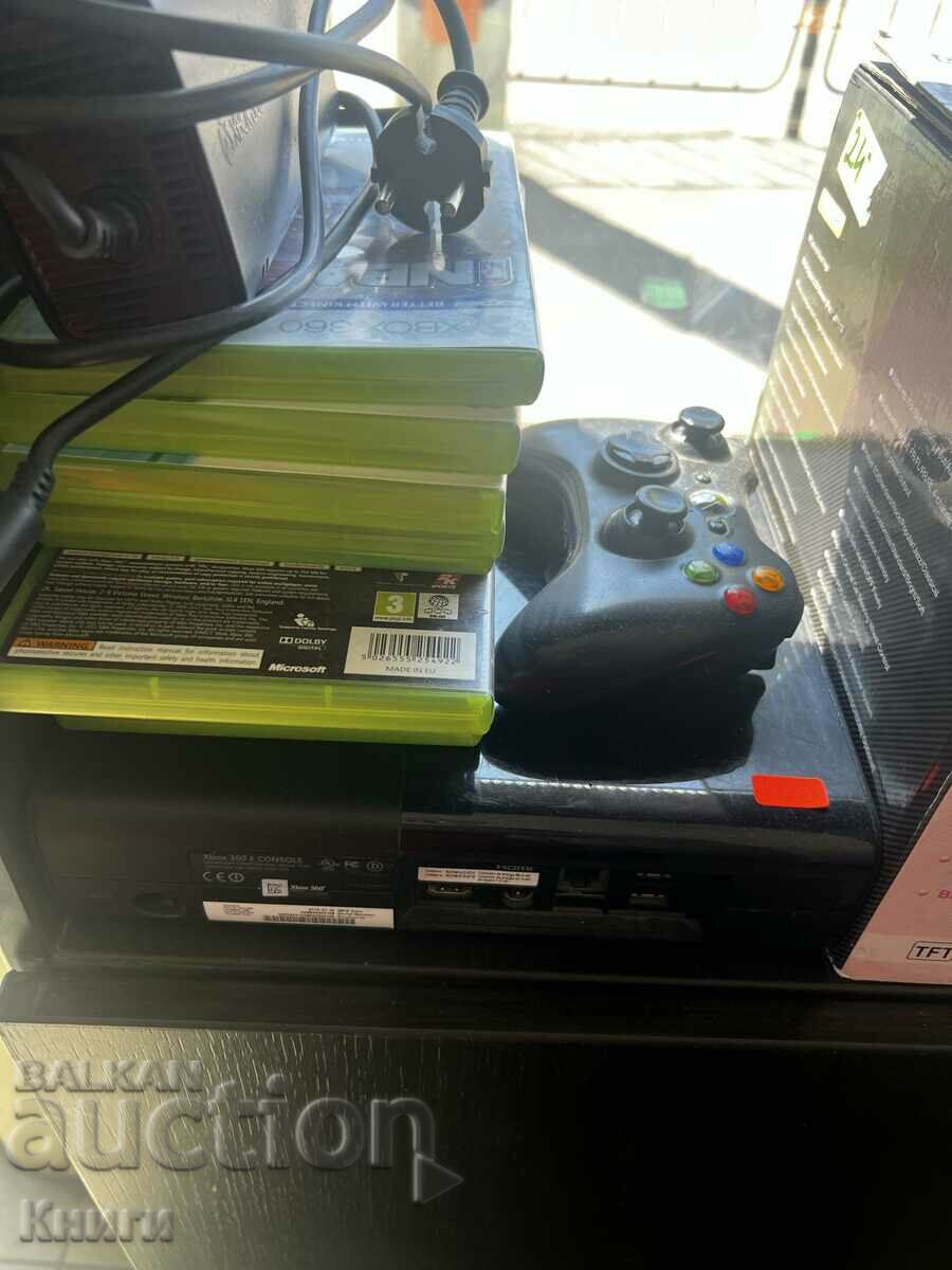 Xbox 360 console with one joystick and 5 games