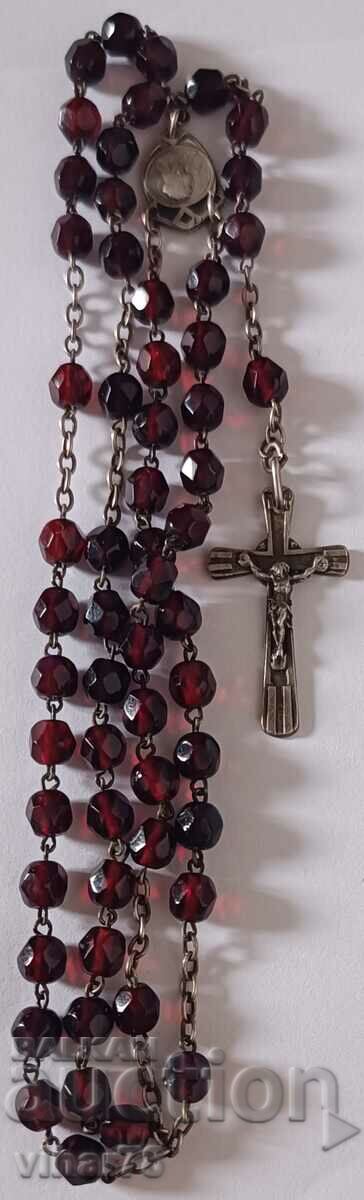 Old rosary with garnet stones - 6